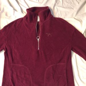 PINK fuzzy quarter zip xs